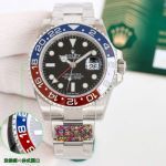 Clean Factory ROLEX 904L Steel Blue and Red Bezel Black Watch